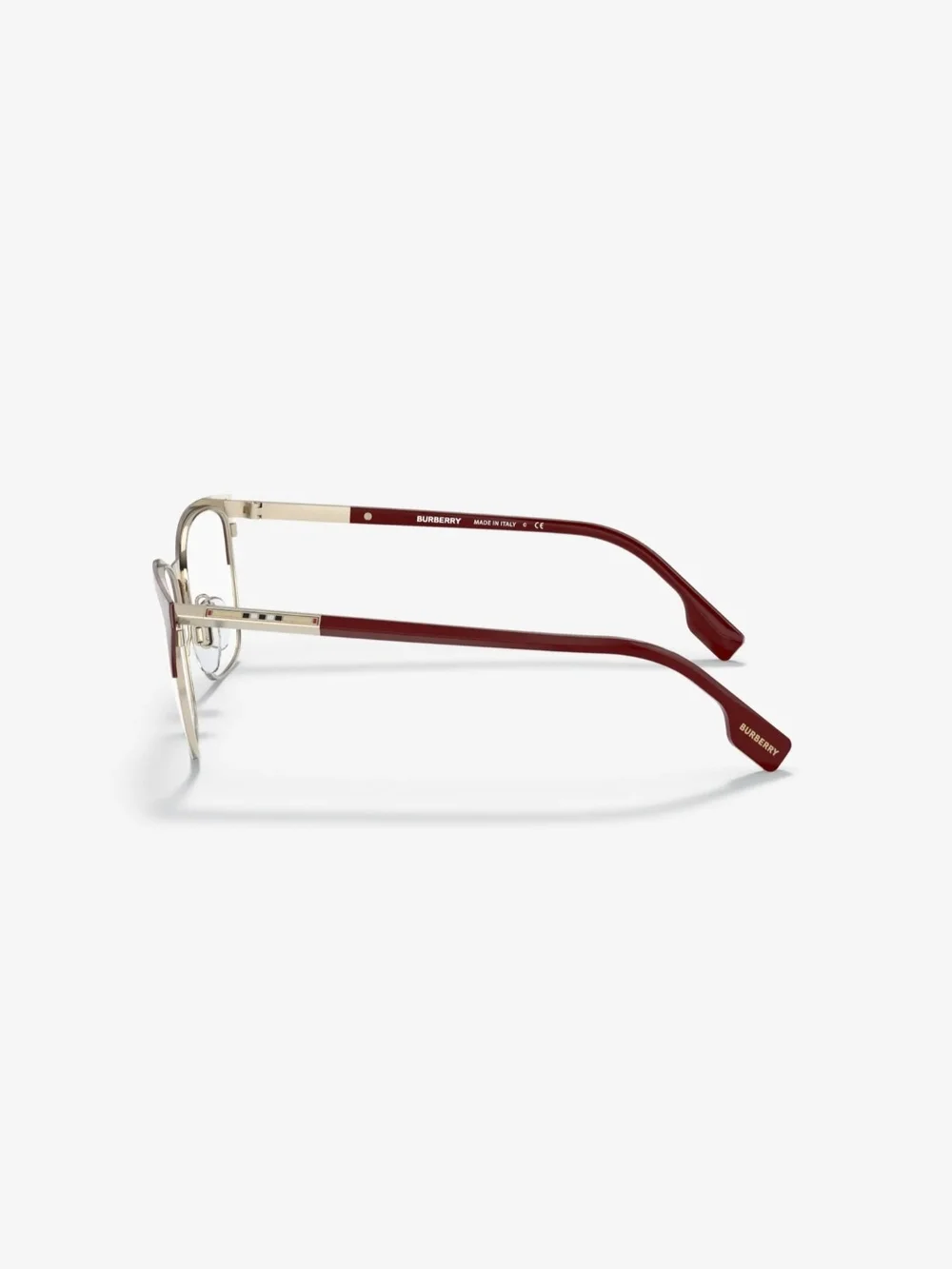 Burberry Alma Cat-Eye Glasses in Bordeaux and Light Gold